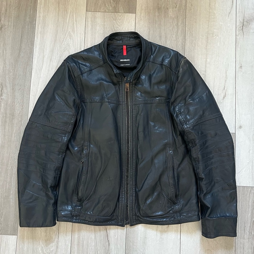 Men's Strellson Black Leather Jacket Medium